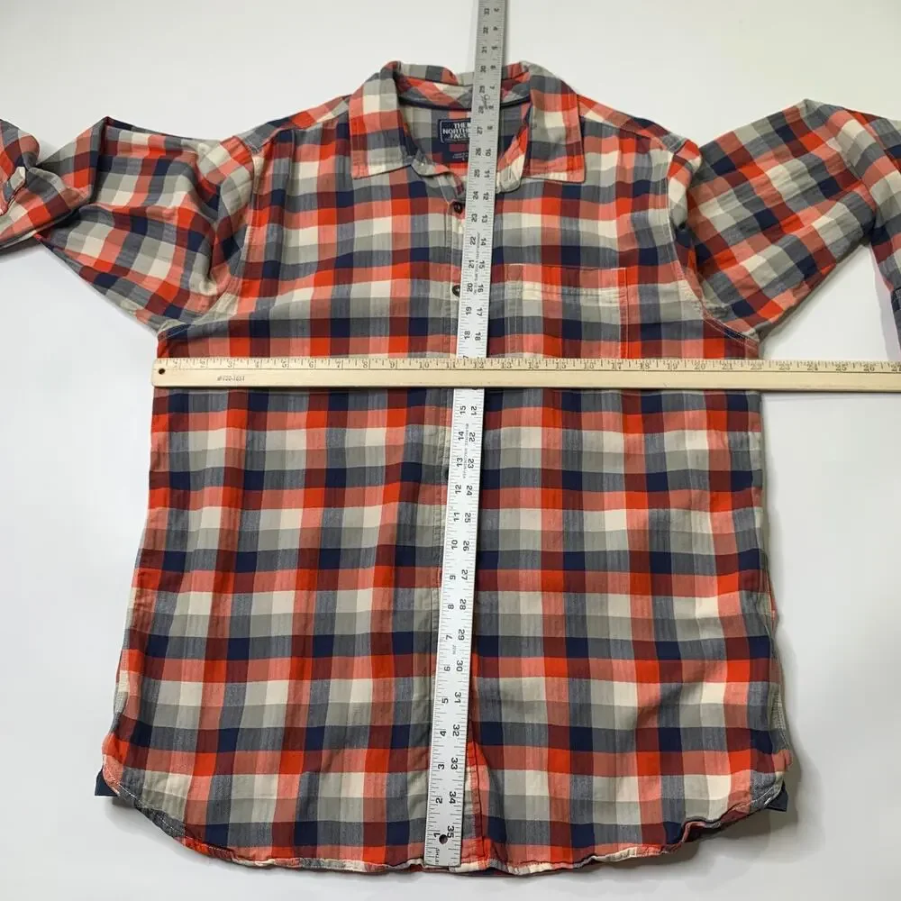 The North Face Shirt Men Large Plaid Cotton Button Up Long Sleeve Pocket Outdoor